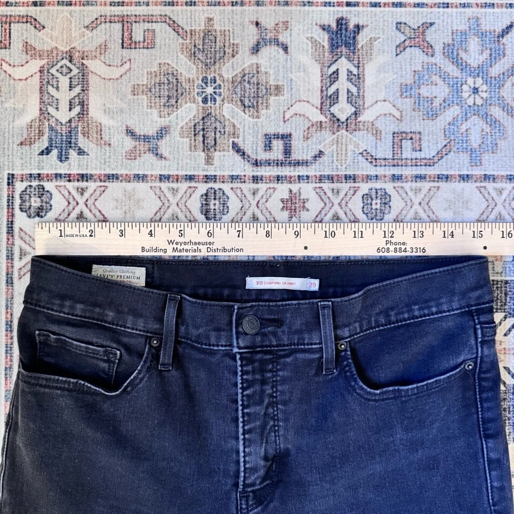 Levi’s Premium 311 Shaping Skinny Black Mid-Rise Womens Jeans Size 29 28” Inseam - Picture 11 of 13